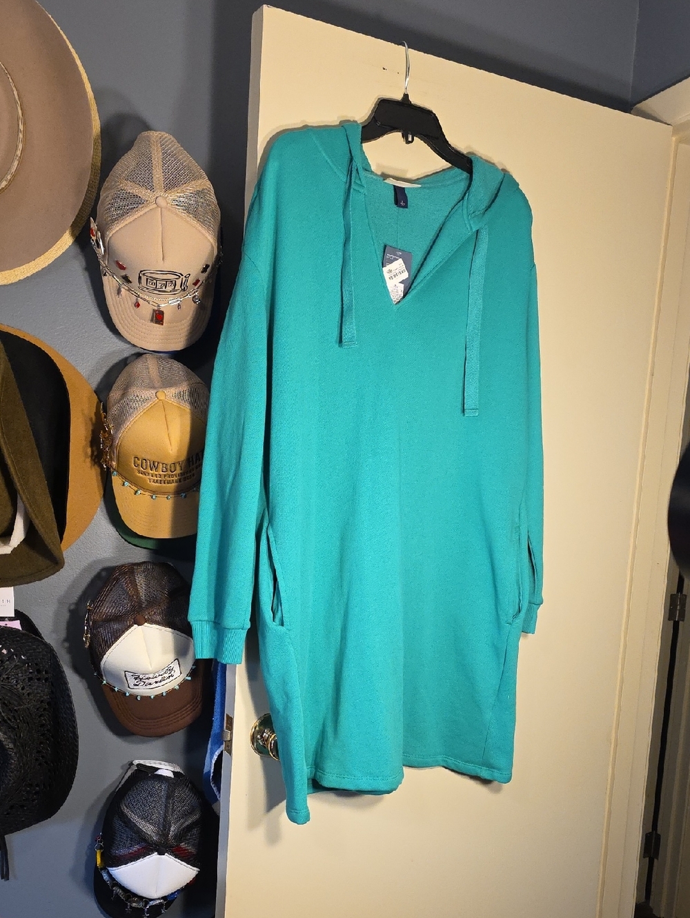 Universal Thread Teal Knit Dress with Hood